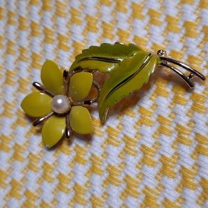 Enameled flower brooch